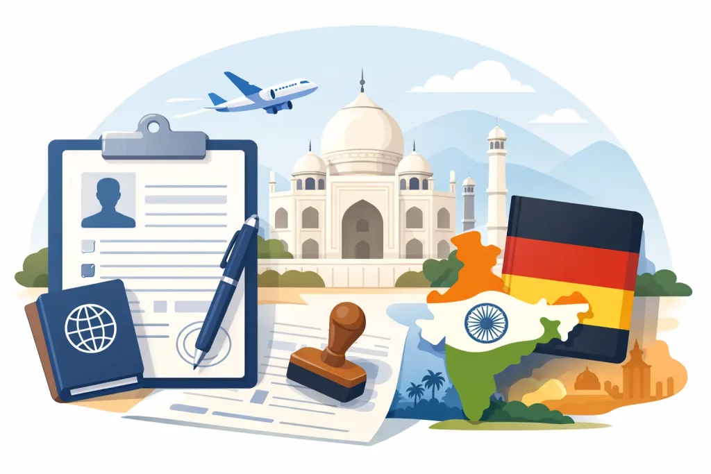 Visumformular auf Deutsch für Indien