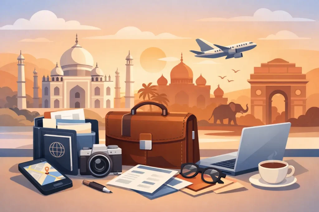 Unterlagen für Geschäftsreise nach Indien